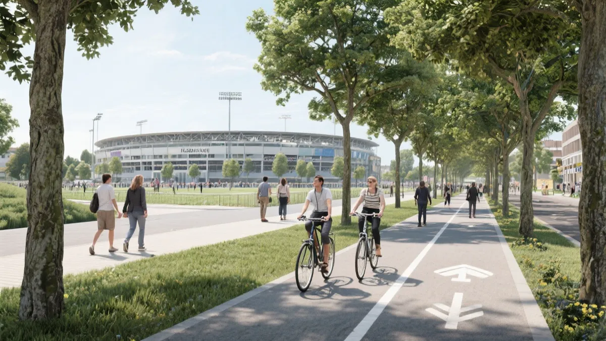 温哥华步行与骑行友好街区，绿树与自行车道，赛事氛围与城市可持续交通融合